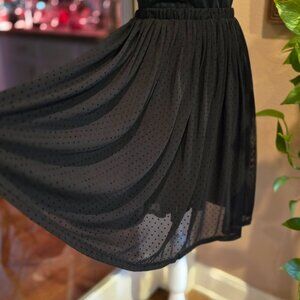 Torrid Dark Coquette Romantic Goth Black Sheer Polka Dot Overlay Skirt Sz 0 Lg